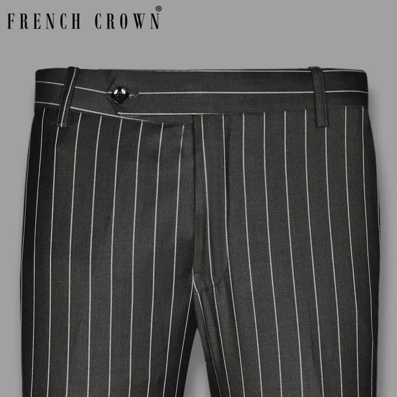 Charcoal Striped Wool Pant 1