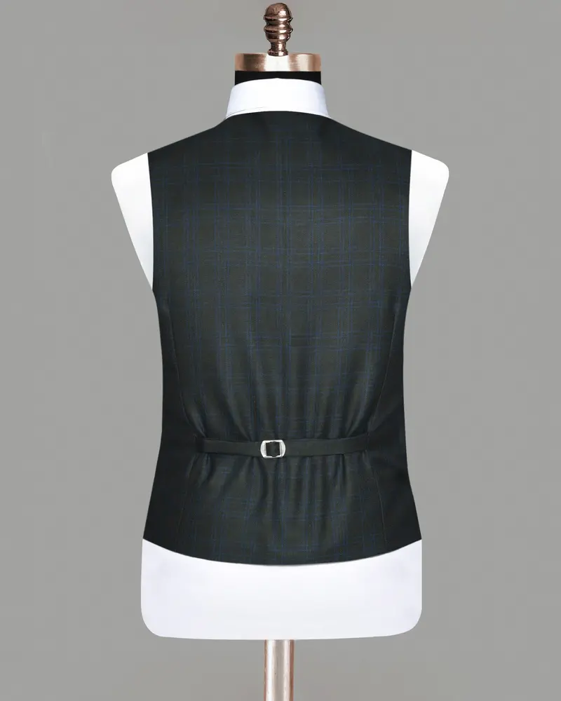 Charcoal Subtle Windowpane Wool Blend Waistcoat 6