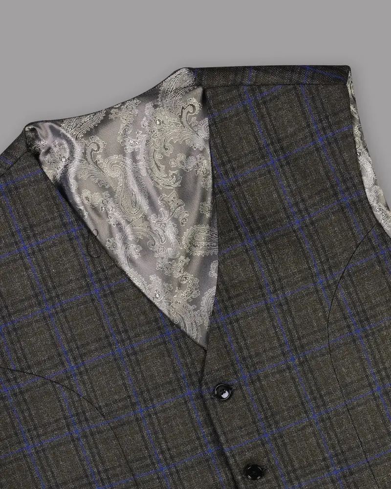 Charcoal Windowpane Checked Waistcoat 4