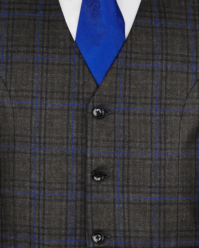 Charcoal Windowpane Checked Waistcoat 5