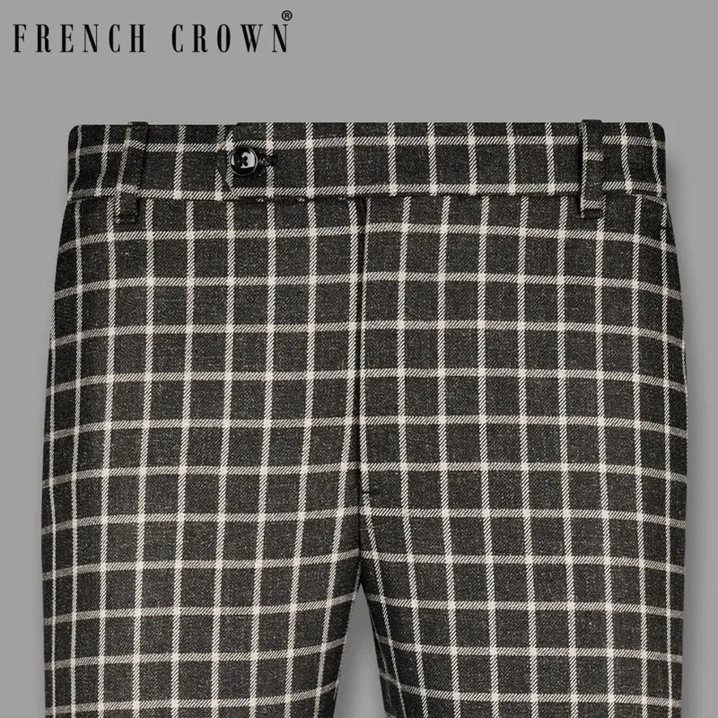 Charcoal Windowpane Wool Rich Pant 1
