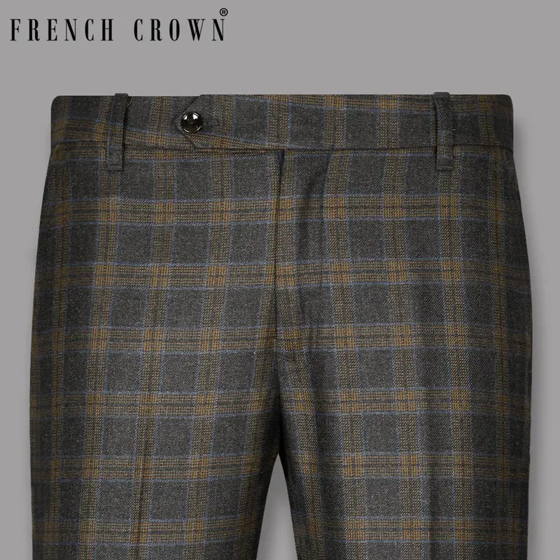 Charcoal With Brown Windowpane Pant 1