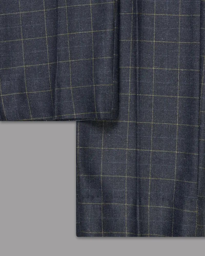 Charcoal With Thin Yellow Windowpane Wool Rich Pant 6