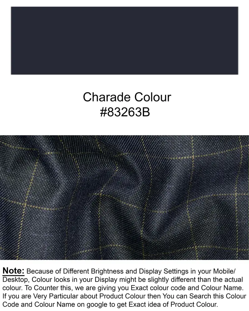 Charcoal With Thin Yellow Windowpane Wool Rich Pant 7