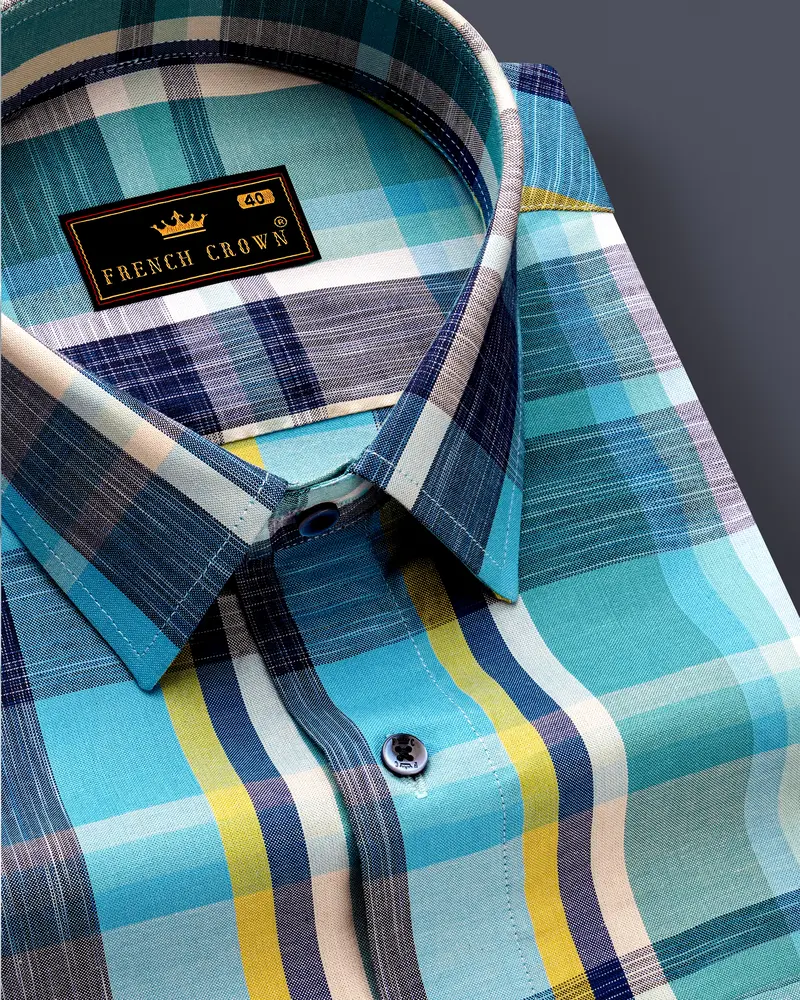 Charlotte And East Bay Blue Plaid Royal Oxford Shirt 1