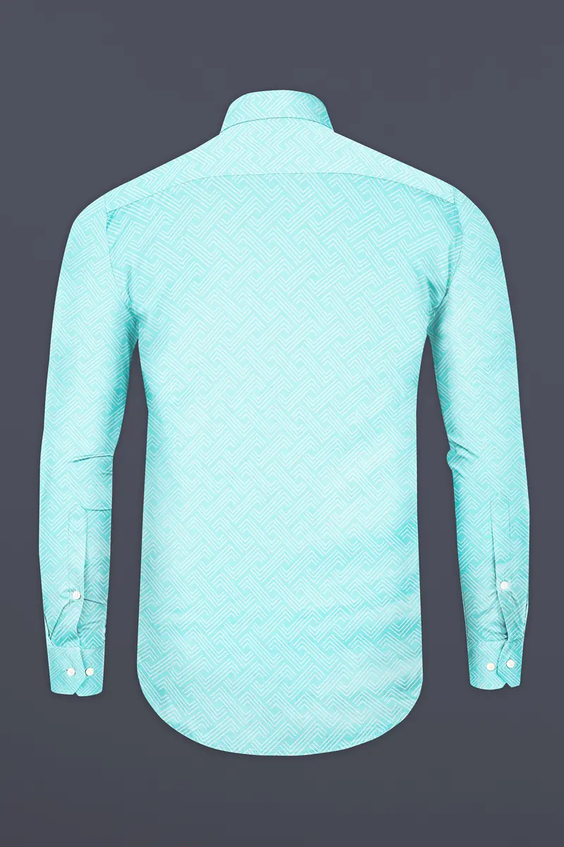 Charlotte Blue And White Printed Subtle Sheen Super Soft Premium Cotton Shirt 5