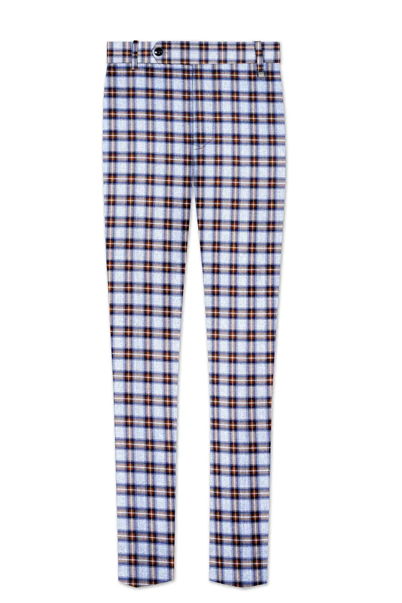 Chateau Blue With Cocoa Brown Plaid Pant 2