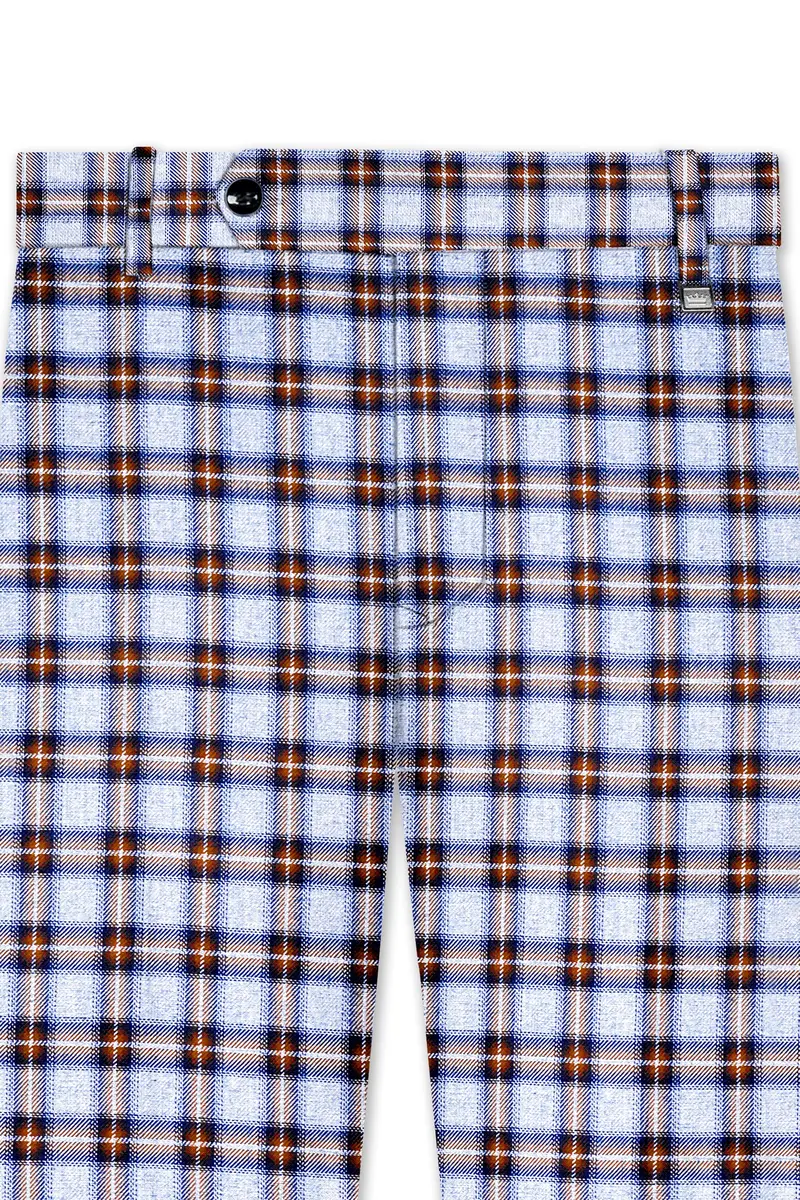 Chateau Blue With Cocoa Brown Plaid Pant 4
