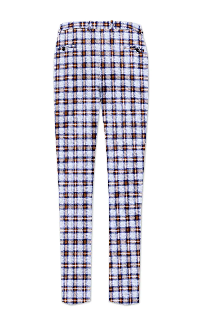 Chateau Blue With Cocoa Brown Plaid Pant 5
