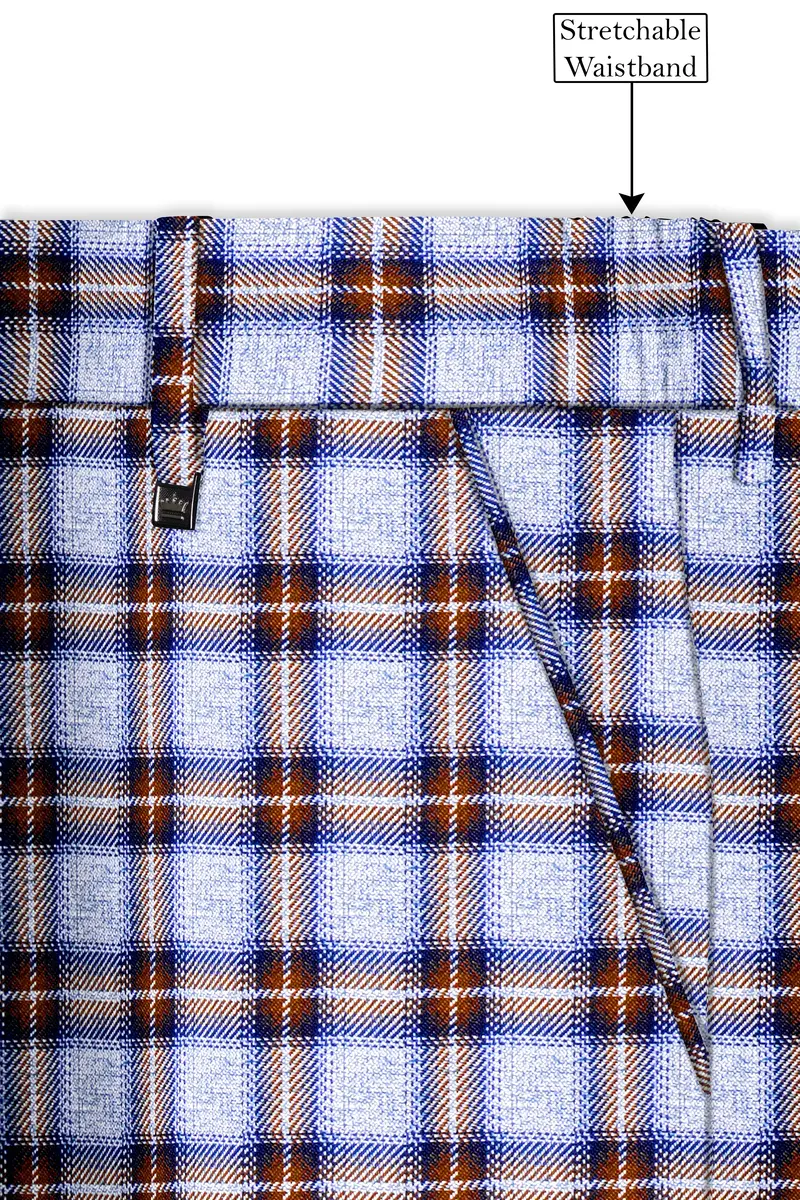 Chateau Blue With Cocoa Brown Plaid Pant 6
