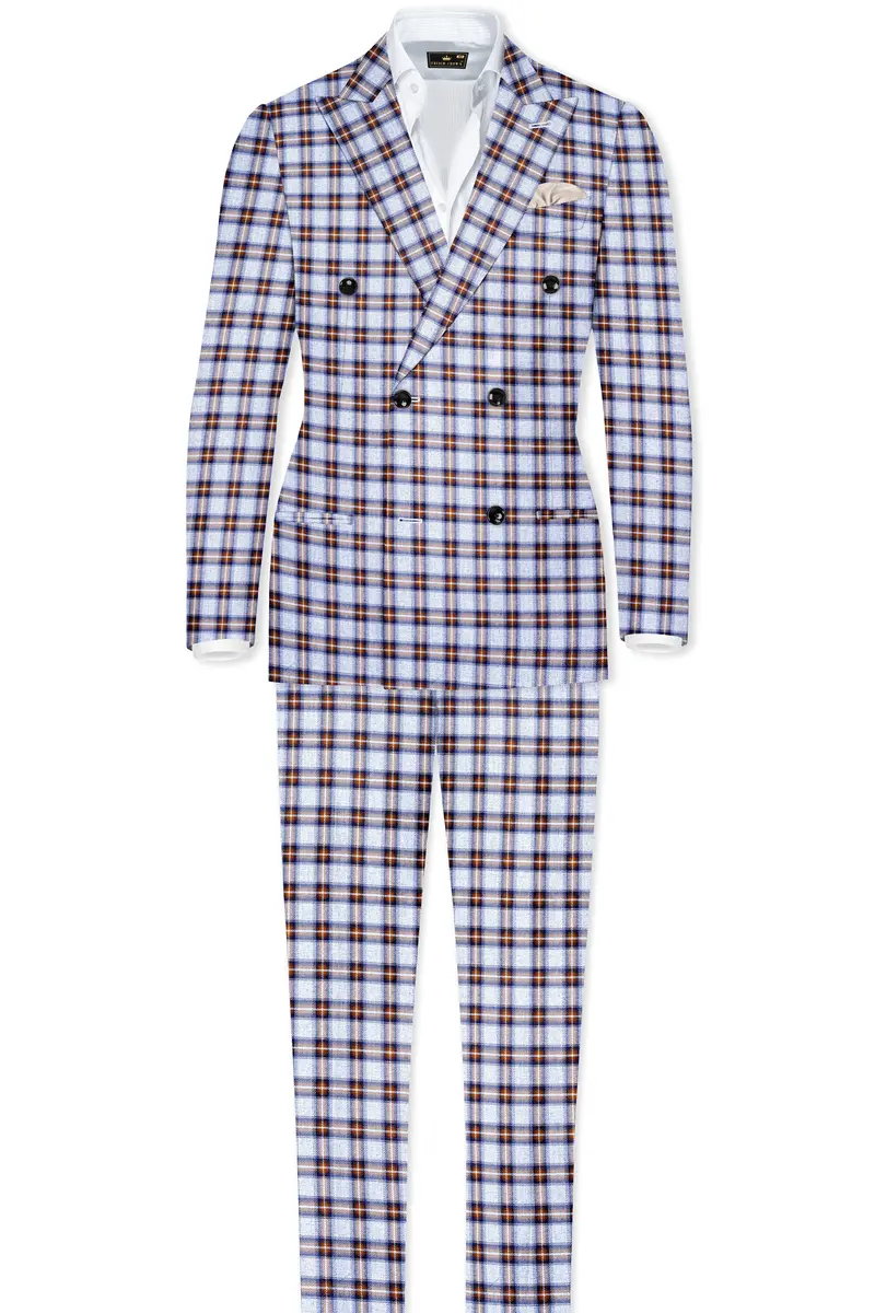 Chateau Blue With Cocoa Brown Plaid Pant 7