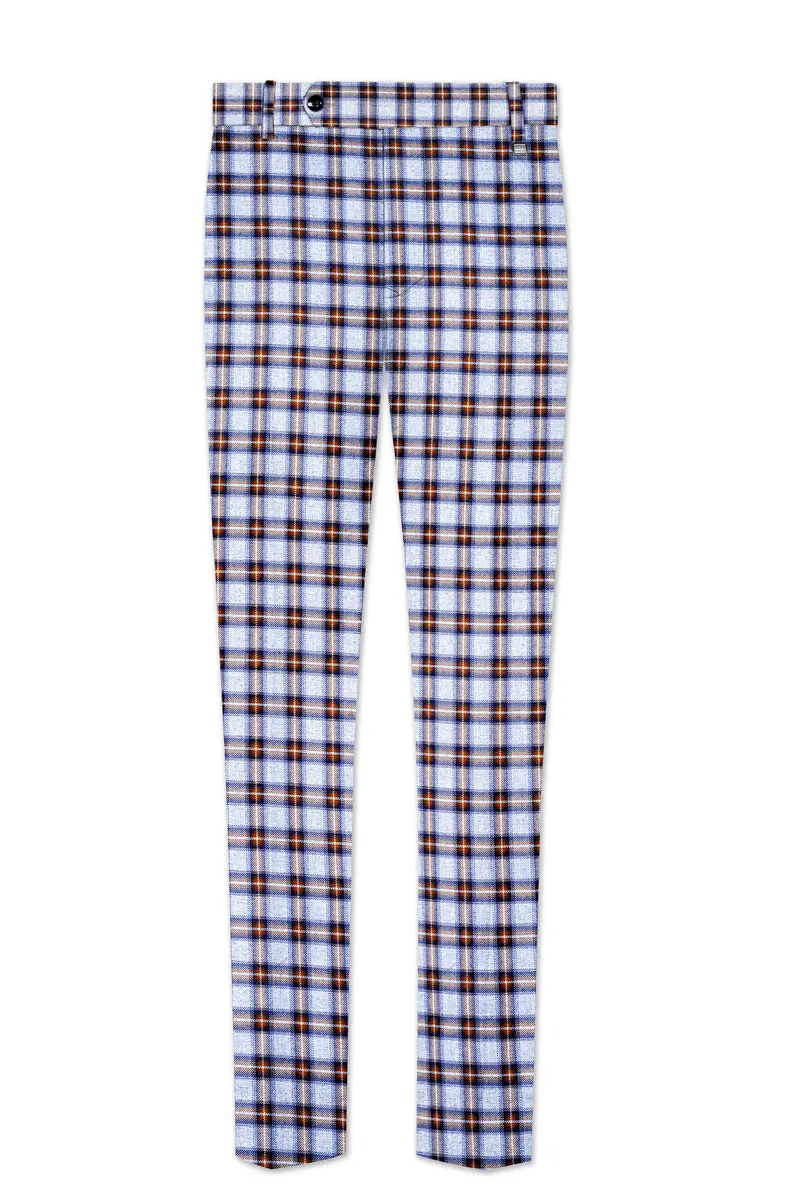 Chateau Blue With Cocoa Brown Plaid Pant 9