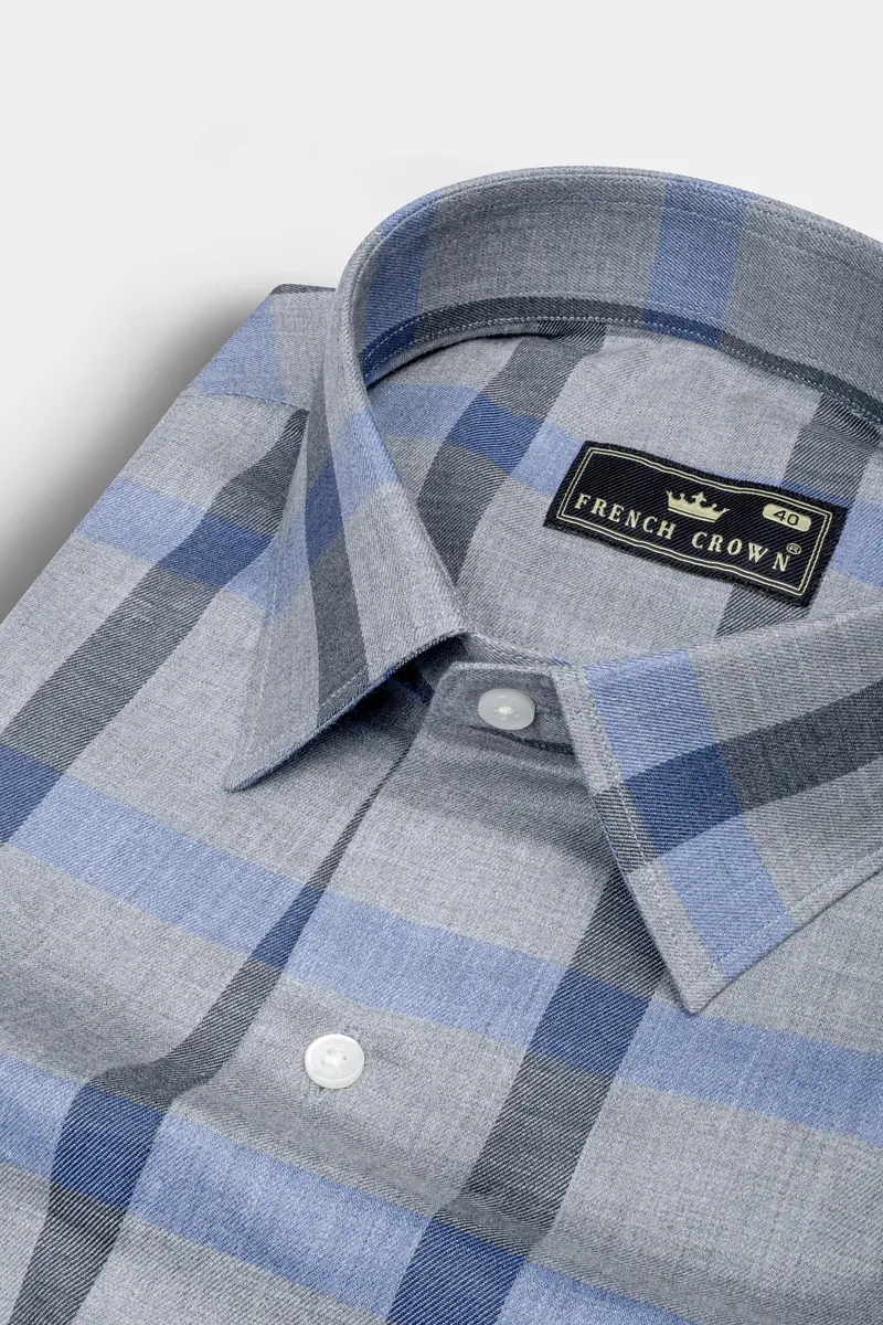 Chateau Gray Windowpane Twill Premium Cotton Shirt 1