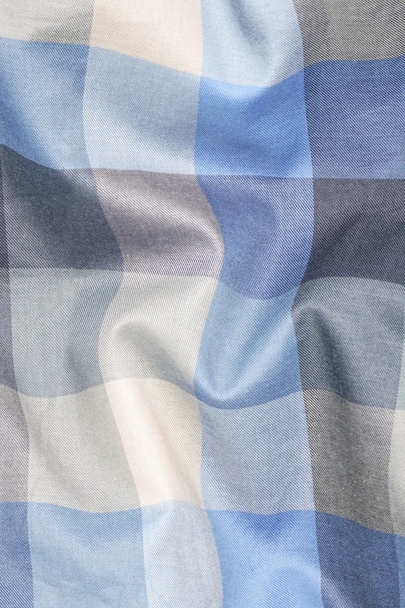 Chateau Gray With Glacier Blue Multicolour Checked Premium Cotton Crop Shirt 3