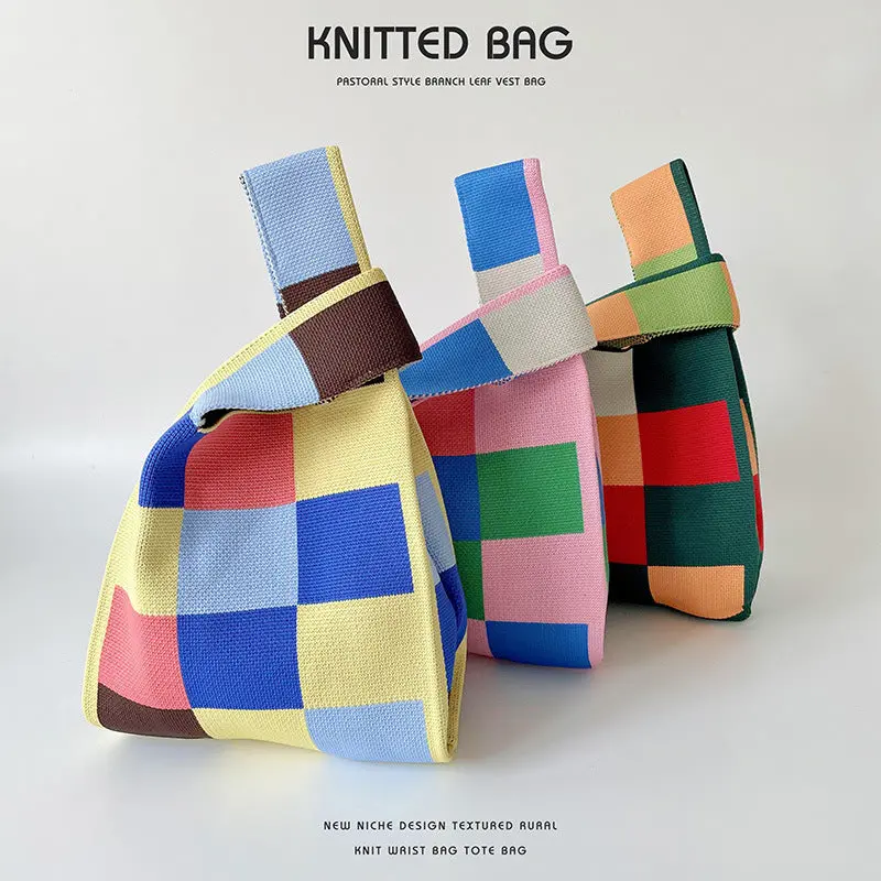 Checkerboard Knit Tote 1