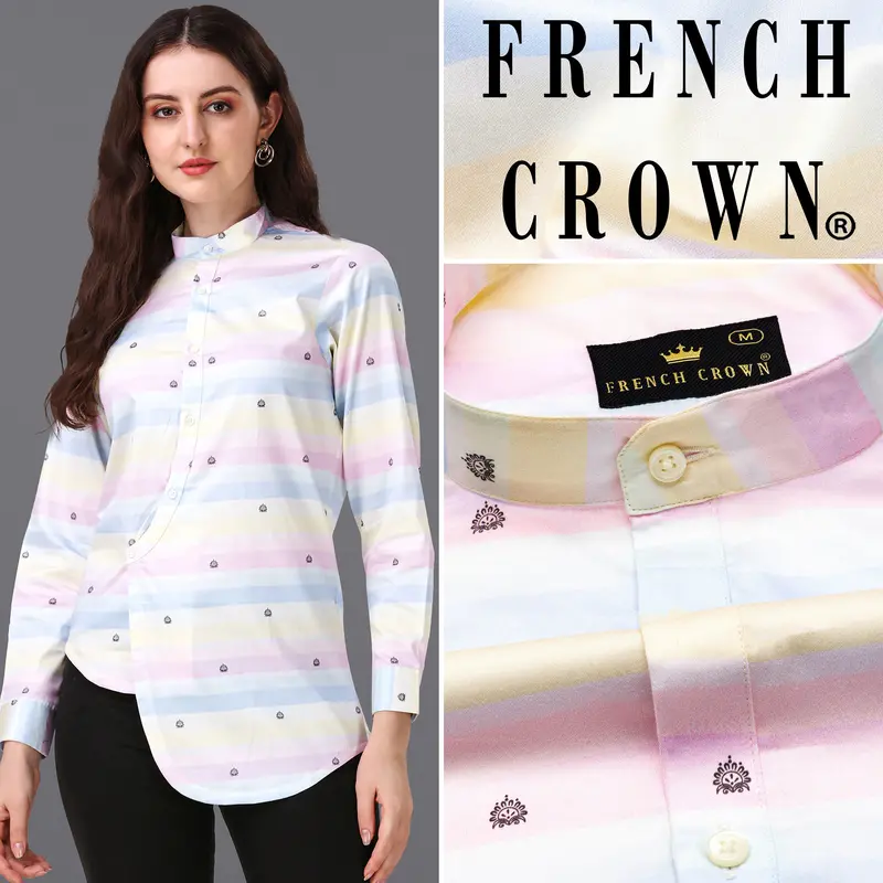 Cherub Pink And Multicolour Printed Super Soft Premium Cotton Women’S Shirt 1