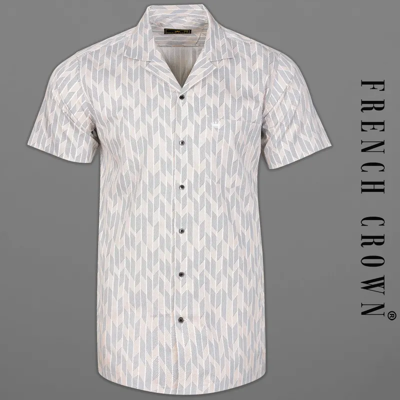 Chestnut Peach With Flint Gray Striped Super Soft Premium Cotton Half Sleeved Shirt 1