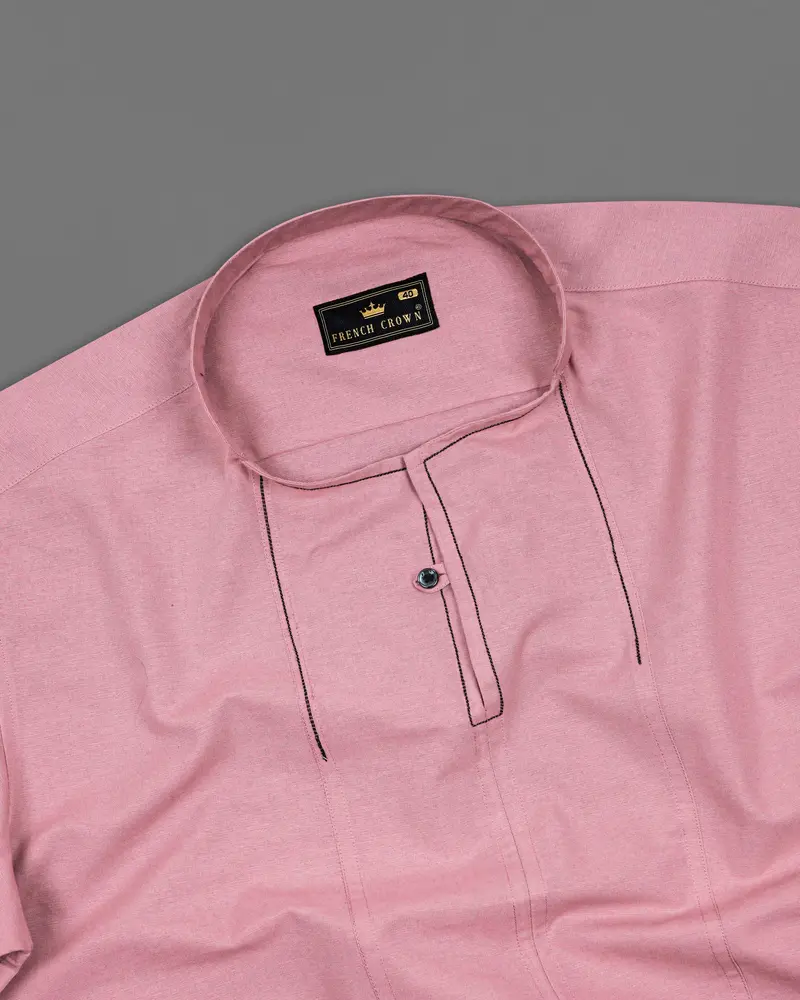 Chestnut Pink Embroidered Luxurious Linen Designer Shirt 5