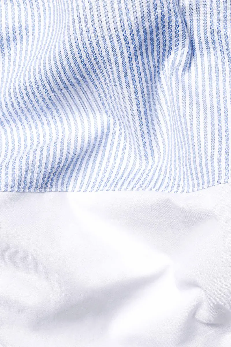 Chetwode Blue Striped And Bright White Striped Premium Cotton Designer Shirt 3