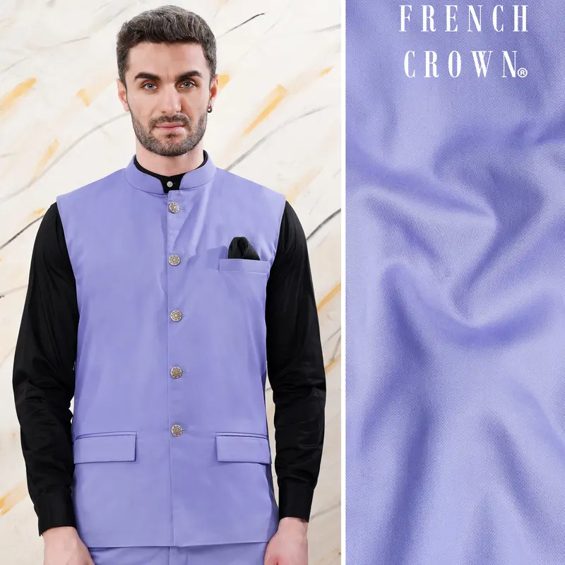 Chetwode Purple Premium Cotton Nehru Jacket 1