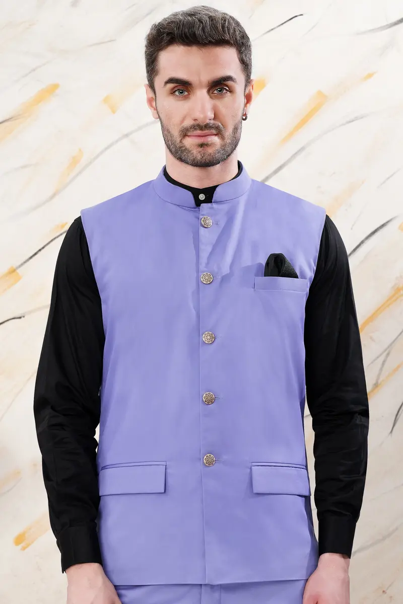 Chetwode Purple Premium Cotton Nehru Jacket 2