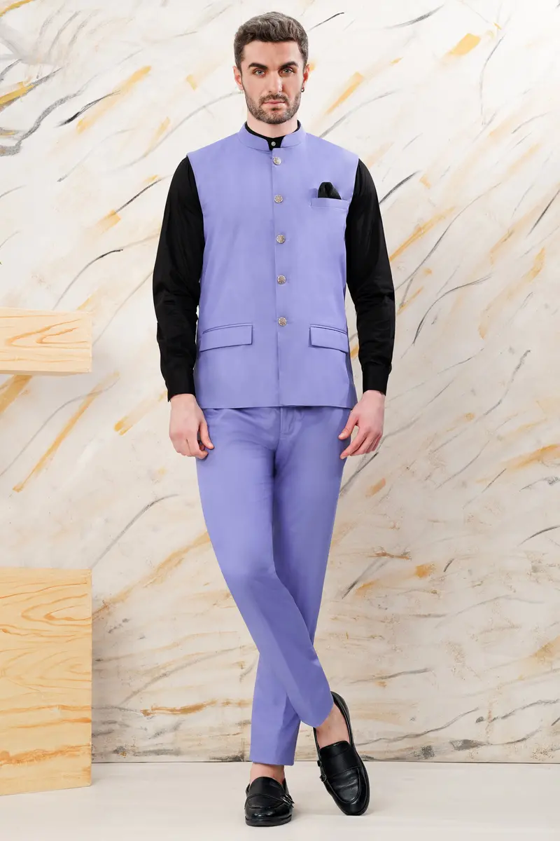 Chetwode Purple Premium Cotton Nehru Jacket 5