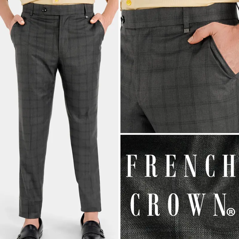 Chicago Gray Checkered Wool Rich Pant 1