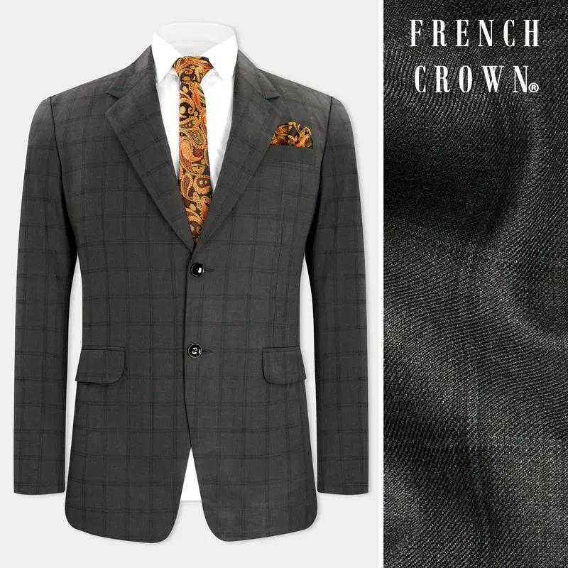 Chicago Gray Checkered Wool Rich Single Breasted Blazer 1