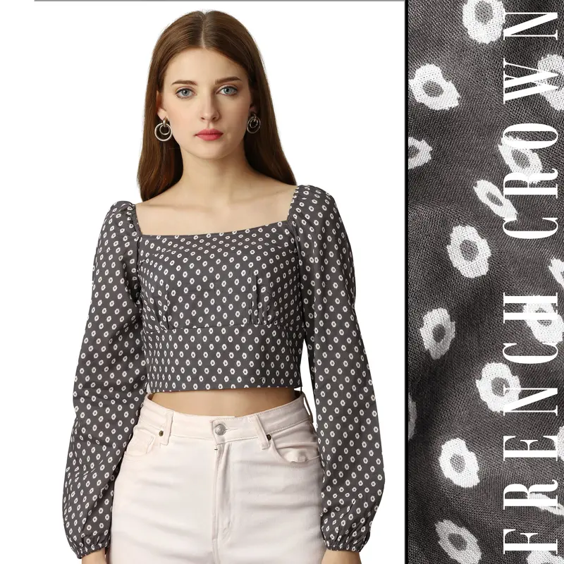 Chicago Gray Printed Premium Cotton Crop Top 1