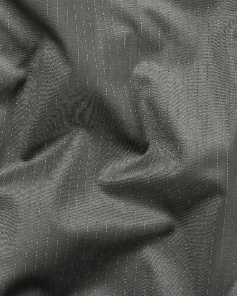Chicago Gray Subtle Striped Cross Placket Bandhgala/Mandarin Blazer 3