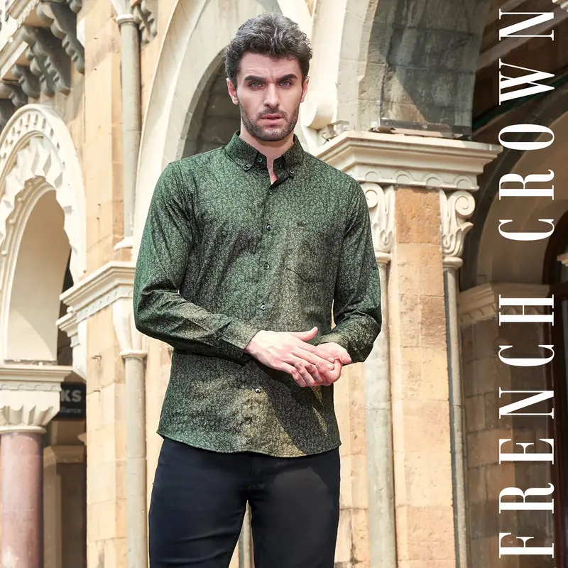 Chicago Green Ditsy Printed Royal Oxford Button-Down Shirt 1