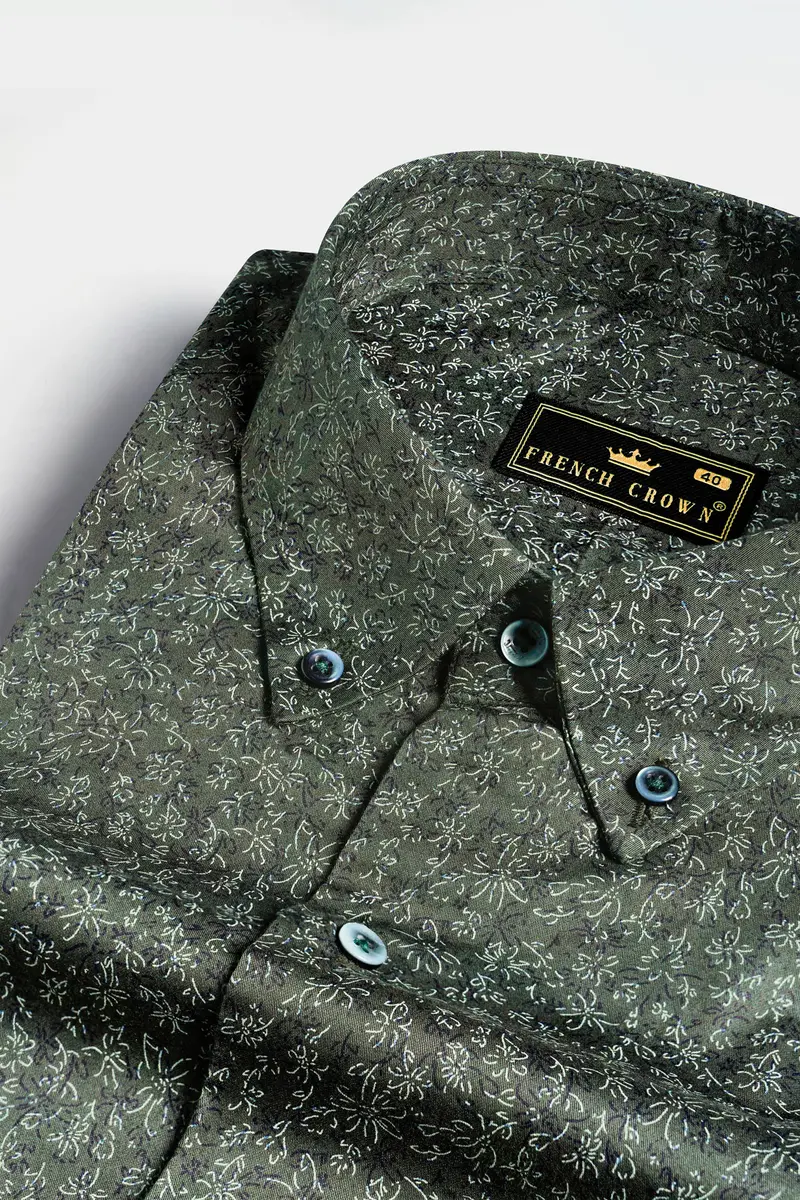 Chicago Green Ditsy Printed Royal Oxford Button-Down Shirt 4