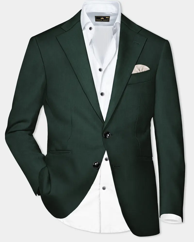 Chicago Green Solid Wool Rich Single Breasted Blazer 1