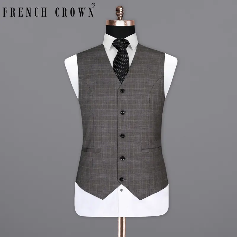 Chicago Grey Windowpane Woolrich Waistcoat 1
