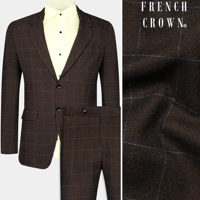 Chicory Brown Windowpane Wool Rich Suit 1