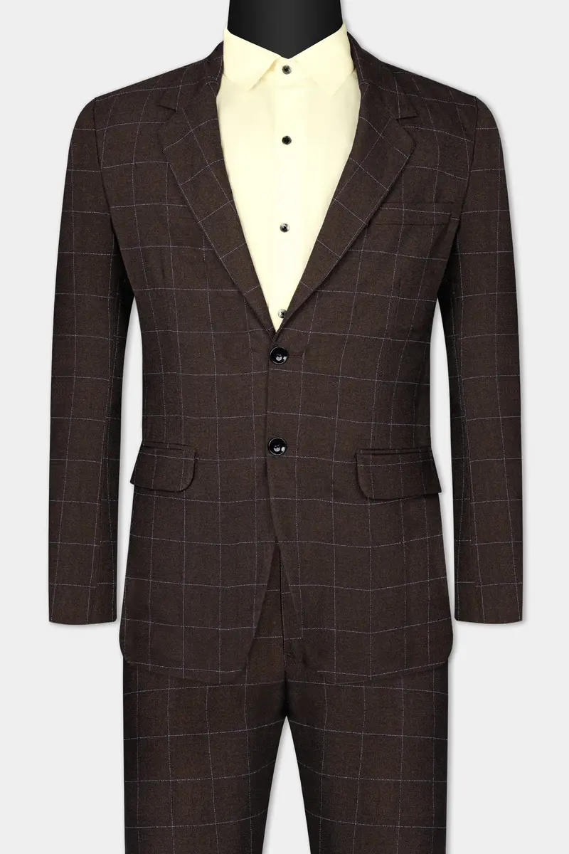 Chicory Brown Windowpane Wool Rich Suit 11