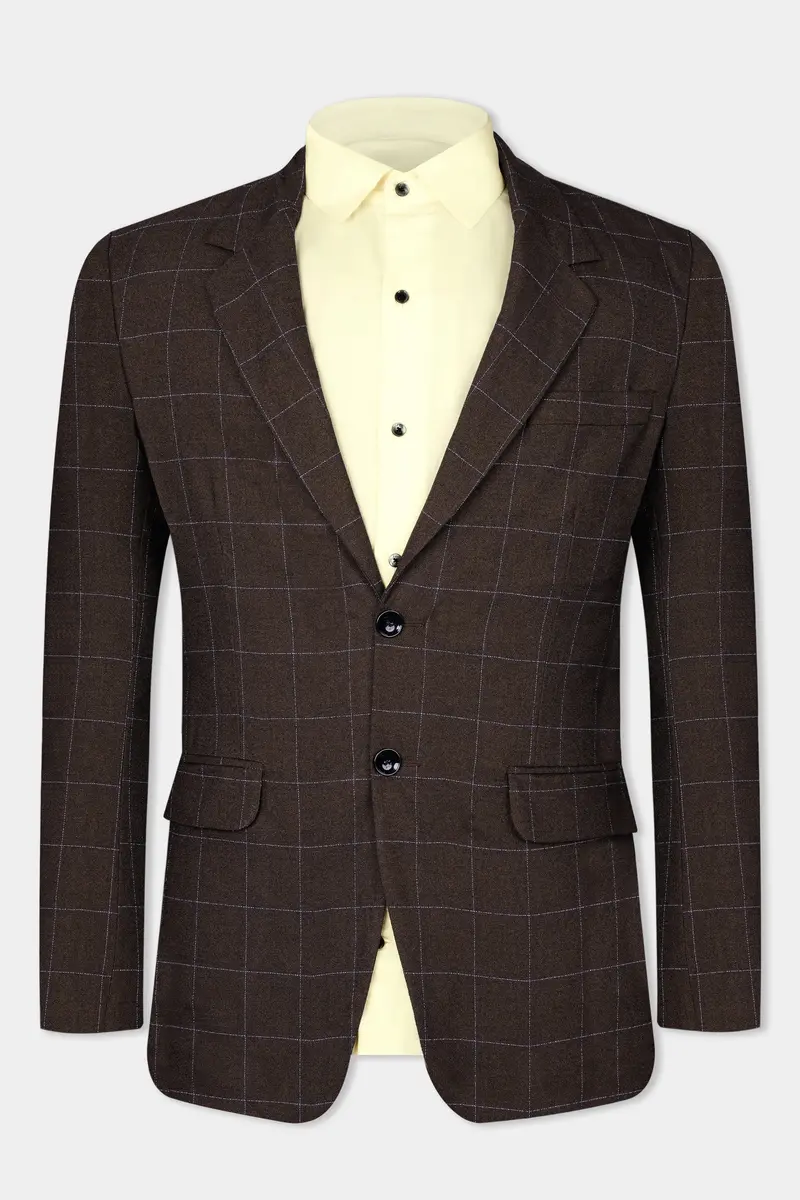Chicory Brown Windowpane Wool Rich Suit 12