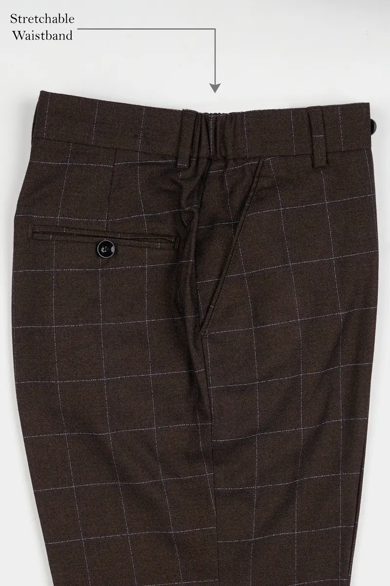 Chicory Brown Windowpane Wool Rich Suit 15