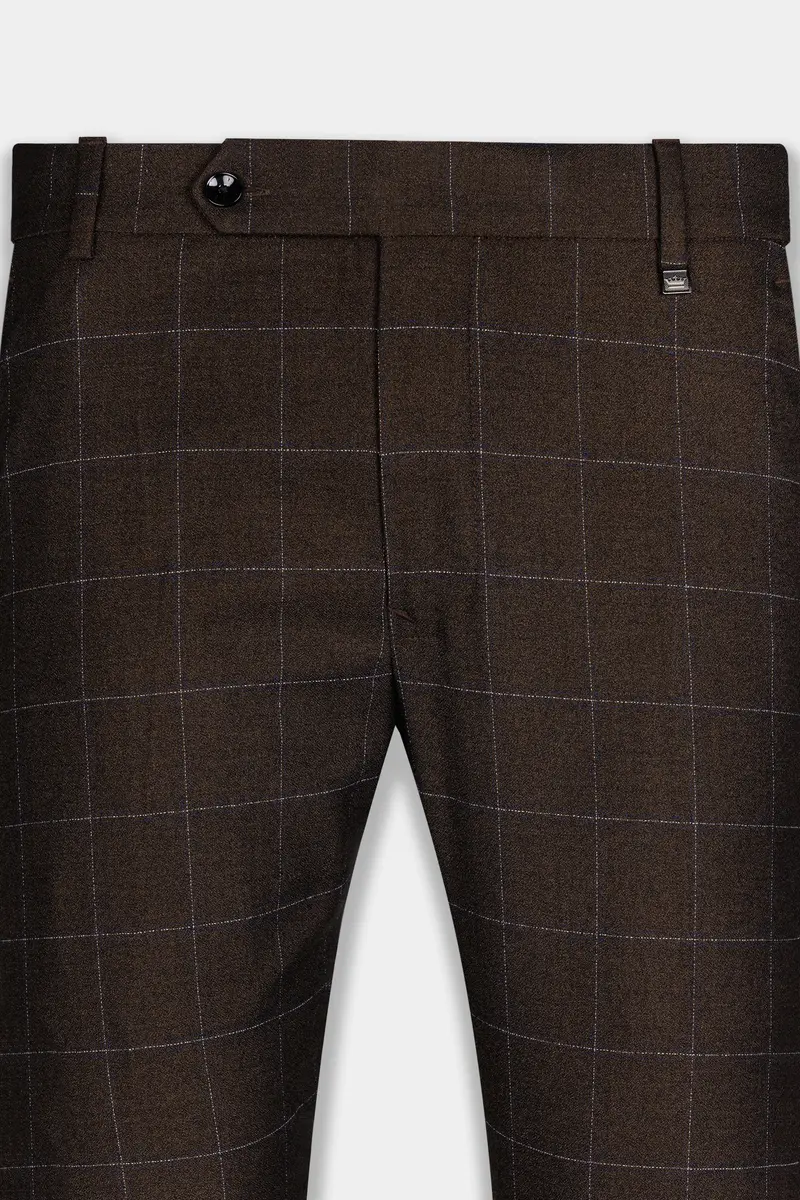Chicory Brown Windowpane Wool Rich Suit 16