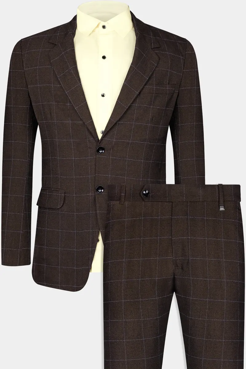 Chicory Brown Windowpane Wool Rich Suit 2