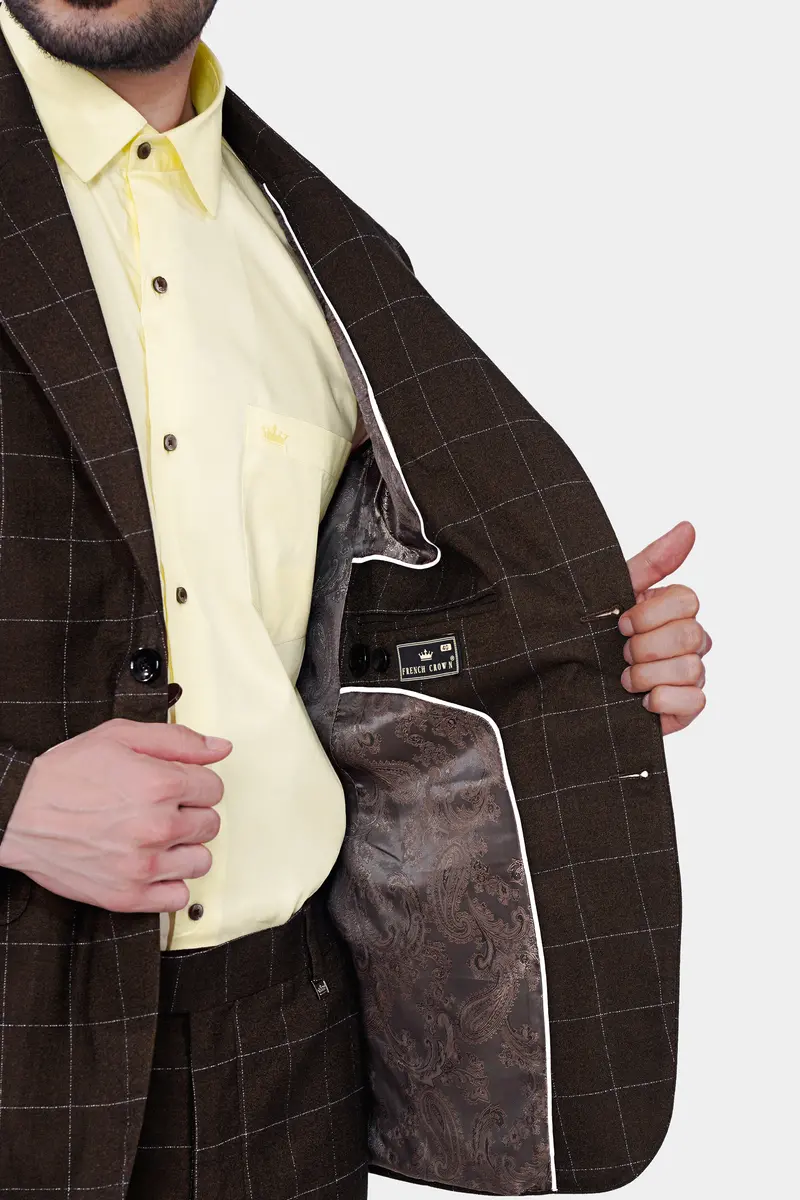 Chicory Brown Windowpane Wool Rich Suit 5