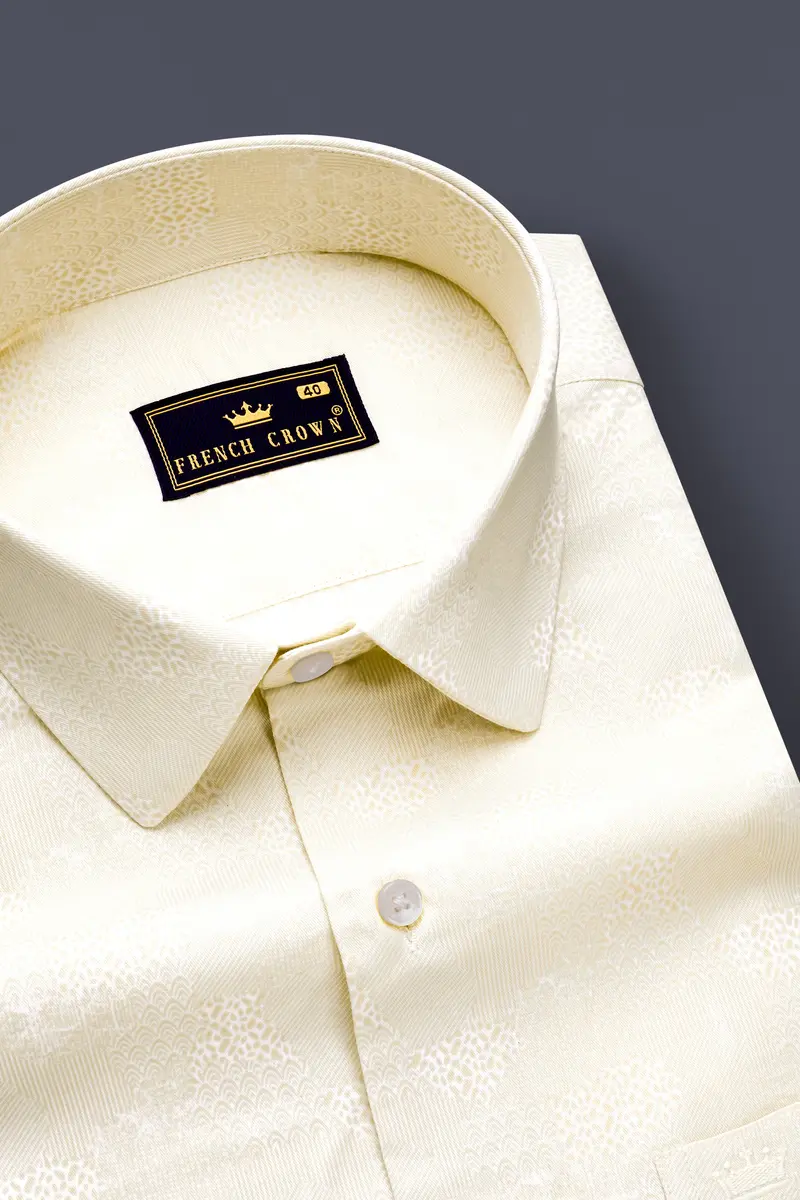 Chiffon Mist-Swizzle Cream Printed Super Soft Premium Cotton Dress Shirt 1