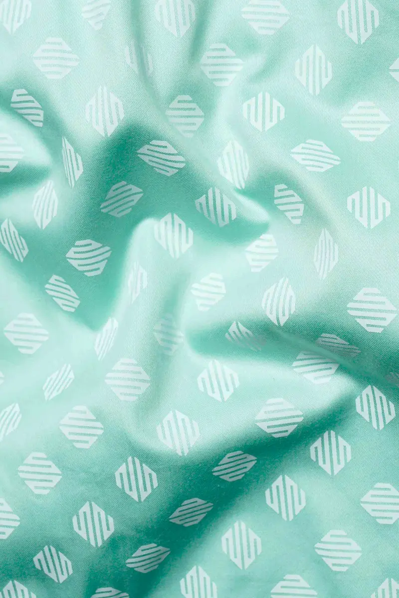 Chinook Green And White Printed Subtle Sheen Super Soft Premium Cotton Shirt 2