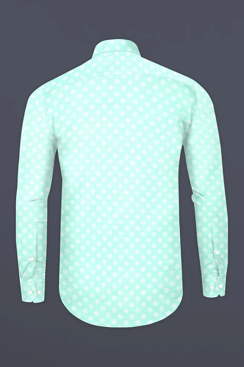Chinook Green And White Printed Subtle Sheen Super Soft Premium Cotton Shirt 5