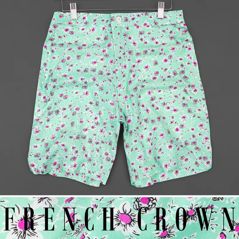 Chinook Green Ditsy Printed Premium Cotton Shorts 1