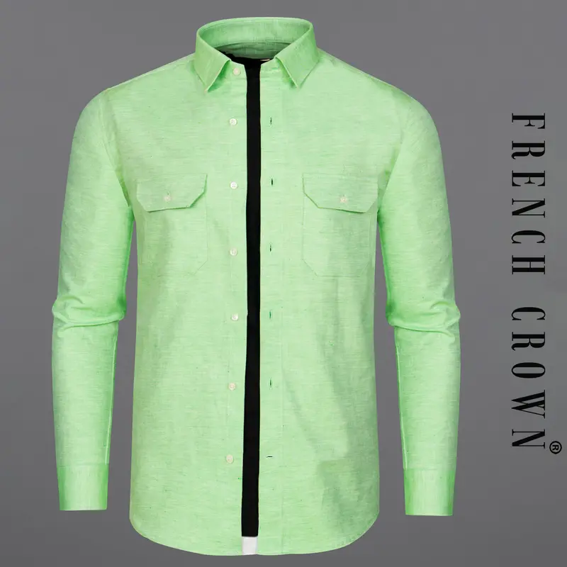 Chinook Green Luxurious Linen Overshirt/Shacket 1