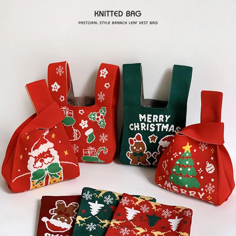 Christmas Gift Bag Knitted Vest Bag Handbag 1