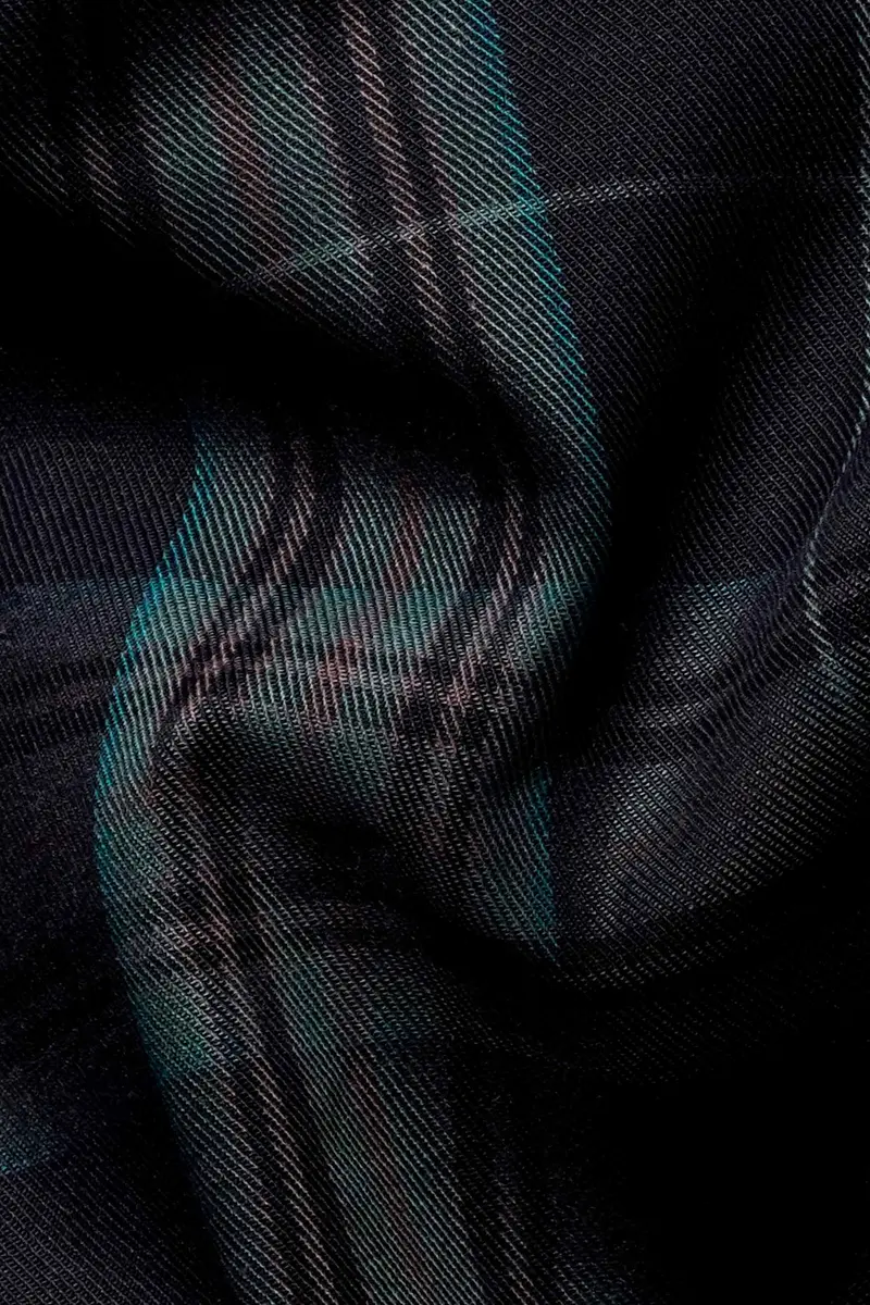 Cinder Black And Wenge Brown Twill Plaid Premium Cotton Button Down Shirt 2