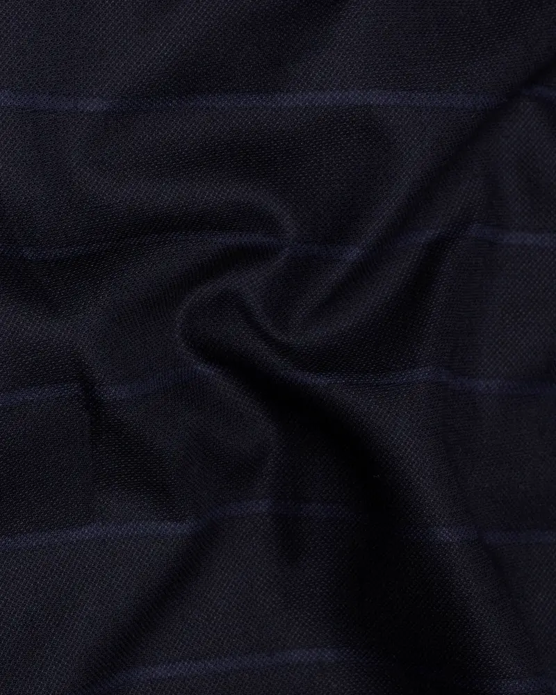Cinder Black Striped Dobby Textured Premium Giza Cotton Shirt 2