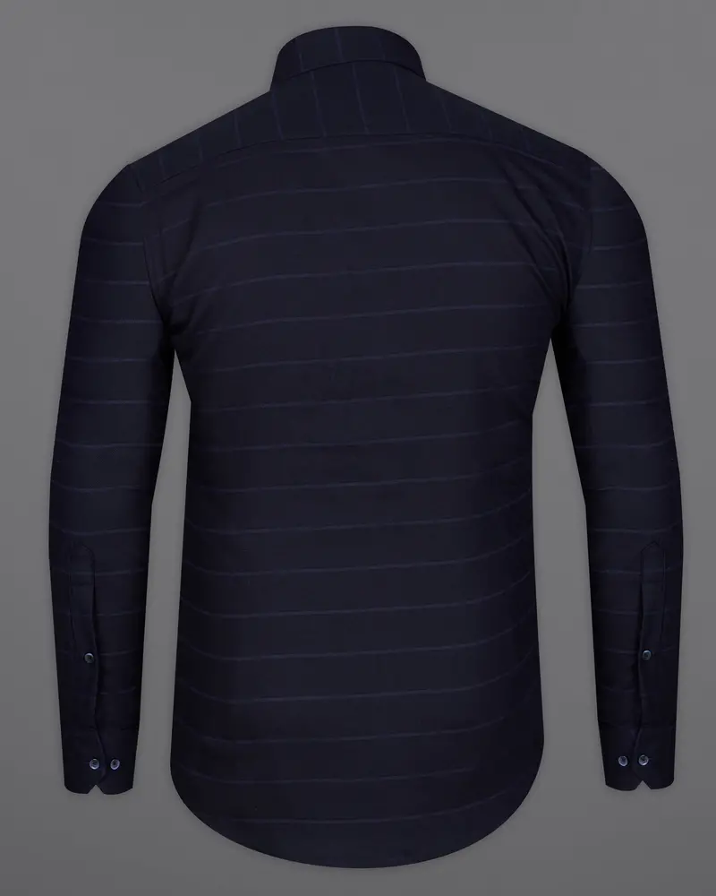Cinder Black Striped Dobby Textured Premium Giza Cotton Shirt 6